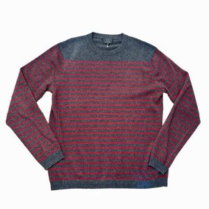 Qi Cashmere Men’s Grey Striped Red Size XL